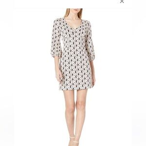 TrinaTurk valley floral dress V-neck ballon puff  sleeves boho size 4
